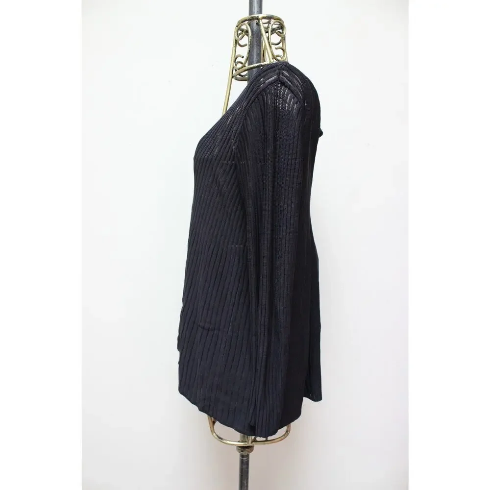 NWT Sezane Ernestine Black Ribbed V Neck Pullover Jumper Sweater Size Medium